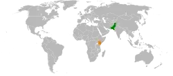 Map indicating locations of Pakistan and Kenya