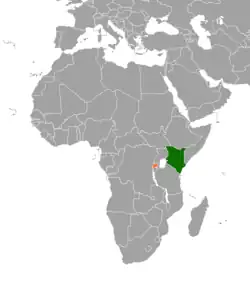 Map indicating locations of Kenya and Rwanda