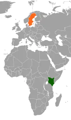 Map indicating locations of Kenya and Sweden