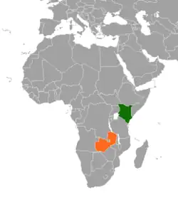 Map indicating locations of Kenya and Zambia