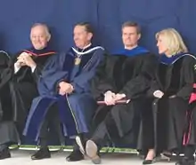 Kerr at the April 2008 BYU Commencement with Cecil O. Samuelson, Elaine S. Dalton, and David A. Bednar.