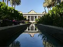 Image 37Reflection of the Bagh-e Narenjestan (orange garden) and the Khaneh Ghavam (Ghavam house) at Shiraz, Iran (Persian garden) (from List of garden types)