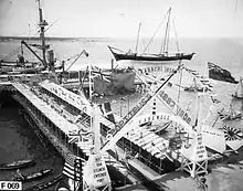 Farewell arch erected by the Karachi Port for the Royal visit of Prince of Wales, later King George V, 1906