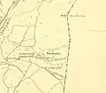 Khirbet Umeiri (today known as Omrit), alongside Nabi Huda and Khirbet el Aziziyat, in a 1930s Survey of Palestine map