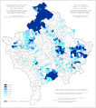 Share of Serbs on Kosovo and Metohija by settlements 1991