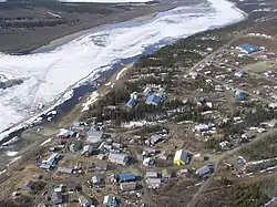 Aerial view of Kiana and the Kobuk River.