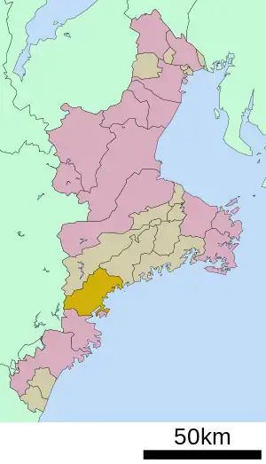 Location of Kihoku in Mie Prefecture