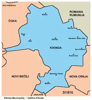 Map of Kikinda municipality