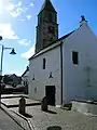 A view of the old 1830s firestation in the 'Jougs'. The doors to the right of the stone pillars.