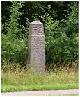 Kilometre stone located 30 km from Copenhagen and 3.98 km from