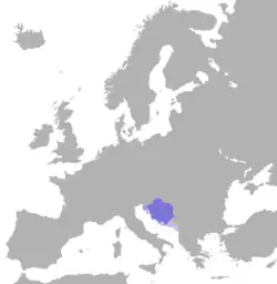 Croatia during the reign of King Tomislav in purple and vassal states in light purple