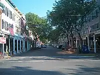 Sidewalks with porticos in the Stockade District uptown