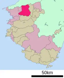 Location of Kinokawa in Wakayama Prefecture