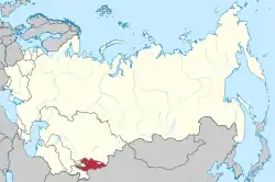 Location of Kirghizia (red) within the Soviet Union from 1956 to 1991