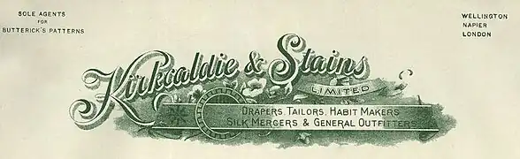 1915 letterhead of Kirkcaldie & Stains