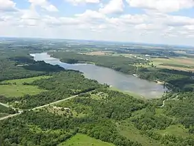 Lake and landscape aerial view