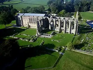 Kite aerial photo of Bolton Abbey