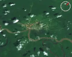 Kiunga township from space