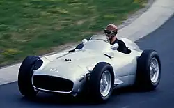 Karl Kling at the wheel of the W196 at Nürburgring.