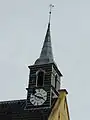 Close-up of the church's belltower