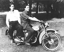 Merchants on a BSA Bantam in Lhasa, 1952.