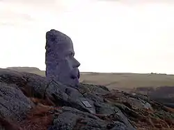 Further inwards, the lowland meets the rocky areas. The sculpture is of the poet Arne Garborg