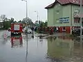 flooded Włocławska street in Koło, Poland