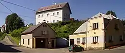 Chapel of Saint Wenceslaus, fire station (lower left) and municipal office (right)