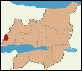 Map showing Çayırova District in Kocaeli Province