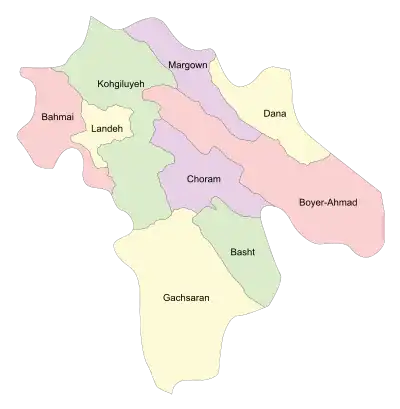 Counties of Kohgiluyeh and Boyer-Ahmad Province