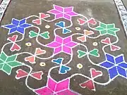 Kolam outside a house in Tamil Nadu, India