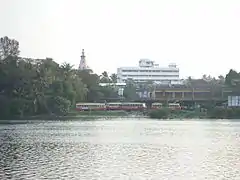 Ashtamudi Lake with Quilon on its banks