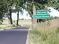 Road sign at the entrance to Papowo Biskupie from the neighbouring village of Wrocławki