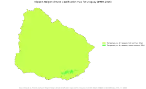 The common types of Köppen zones in 1980 - 2016.