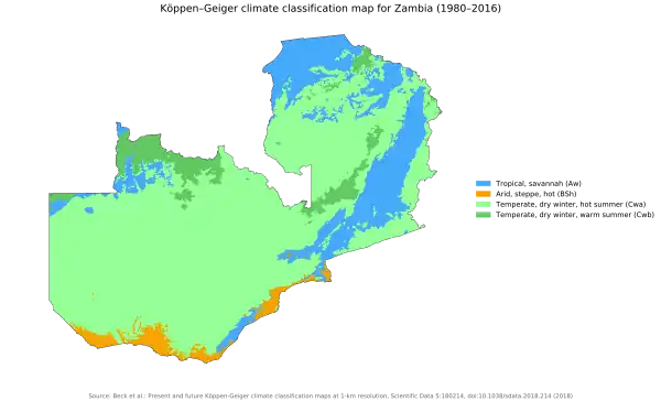 Image 8Zambia map of Köppen climate classification. (from Zambia)