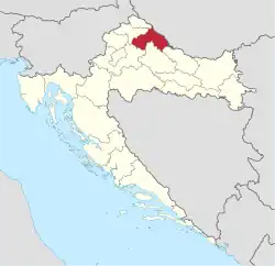 Koprivnica-Križevci County within Croatia