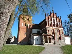 Historic church in Jonkowo. Napoleon visited the parsonage in Jonkowo the day after the battle