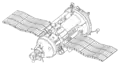 Kosmos 1686. Note the VA capsule (left), heavily modified to house scientific instruments