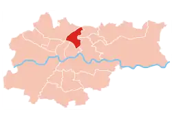 Location of Prądnik Czerwony within Kraków