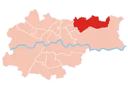 Location of Wzgórza Krzesławickie within Kraków