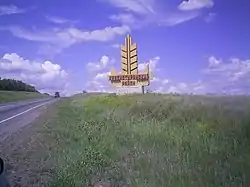 Welcome sign at the entrance to Krasnoturansky District