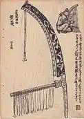 Japanese sketch of angular harp, 19th century