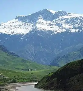 Guzun is located at the foot of the mountain. Kuh-e Kallat  or(Kallat Peak)