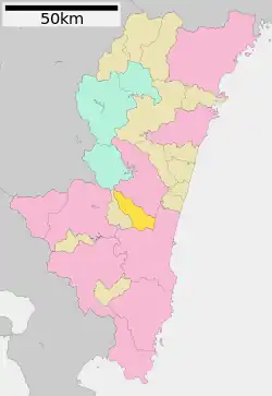 Location of Kunitomi in Miyazaki Prefecture