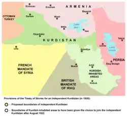 Image 12Provisions of the Treaty of Sèvres for an independent Kurdistan (in 1920). (from History of the Kurds)