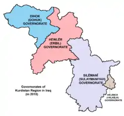 Image 3Map of the Kurdistan Region of Iraq and its governorates. (from Kurdistan Region)