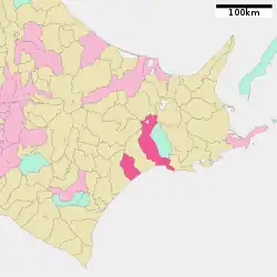 Location of Kushiro in Hokkaido (Kushiro Subprefecture)