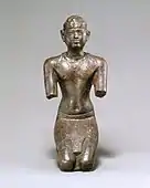 Ancient Egyptian statuette of a Kushite pharaoh; 713–664 BCE; bronze, precious-metal leaf; height: 7.6 cm, width: 3.2 cm, depth: 3.6 cm; Metropolitan Museum of Art