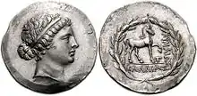 Silver tetradrachm of Cyme, 165–140 BC of Cyme