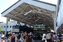 EF58 150 (left) in the Twilight Plaza zone at the Kyoto Railway Museum in May 2016